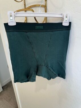 SKIMS Dark Green Ribbed Sleep Shorts